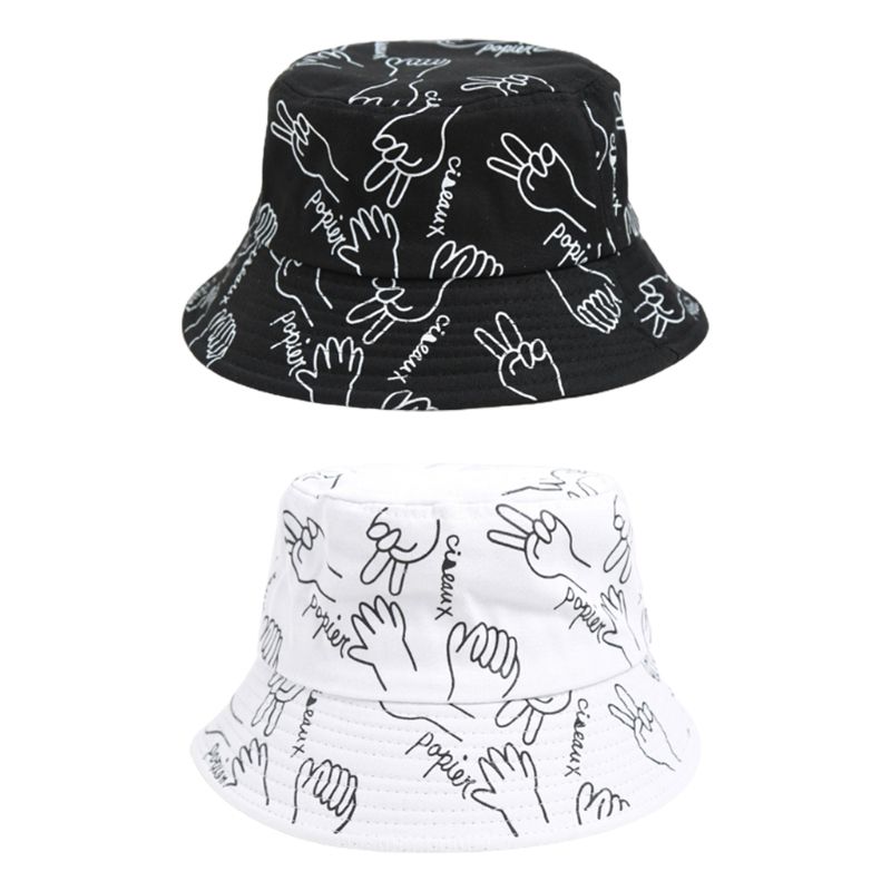 Moda Kamień Papier Nożyczki Drukuj Kapelusz Wiadro Haruku Hip Hop Rybak_voghion.com