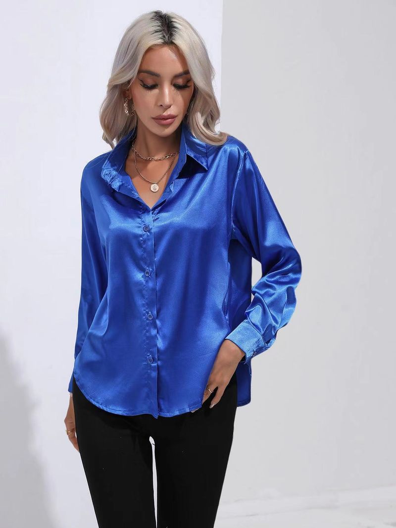 Camicia da donna a maniche lunghe in raso di seta imitazione abbigliamento primaverile ed estivo da donna_voghion.com