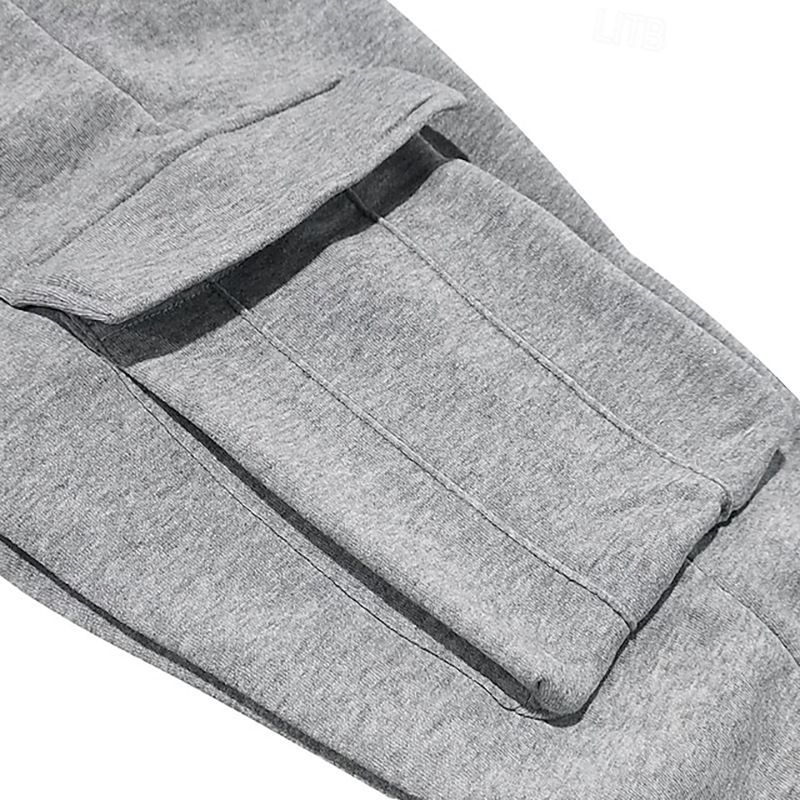 Heren cargobroek met meerdere zakken - comfortabele joggingbroek met rechte pijpen voor casual gebruik en buitenactiviteiten (zwart, donkergrijs, lichtgrijs, meer)_voghion.com