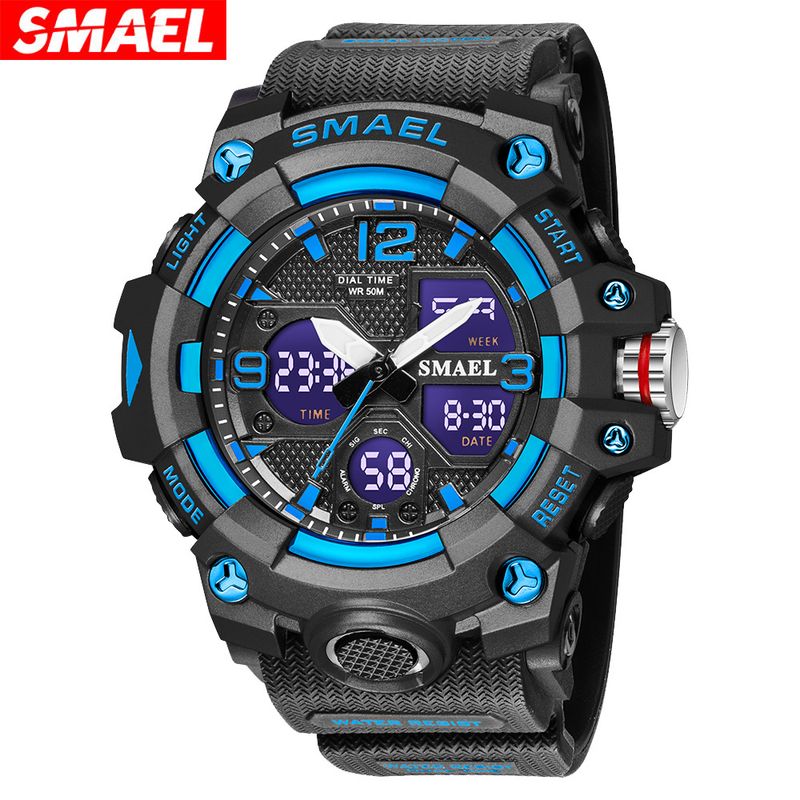 Smael smael orologio da uomo sportivo multifunzionale impermeabile orologio sveglia orologio elettronico di tendenza a doppio display_voghion.com
