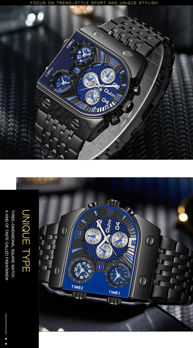 Men's Watches Multi-time Large Dial Luminous Men's Watch Steel Belt Leisure Quartz Watch Gold_voghion.com