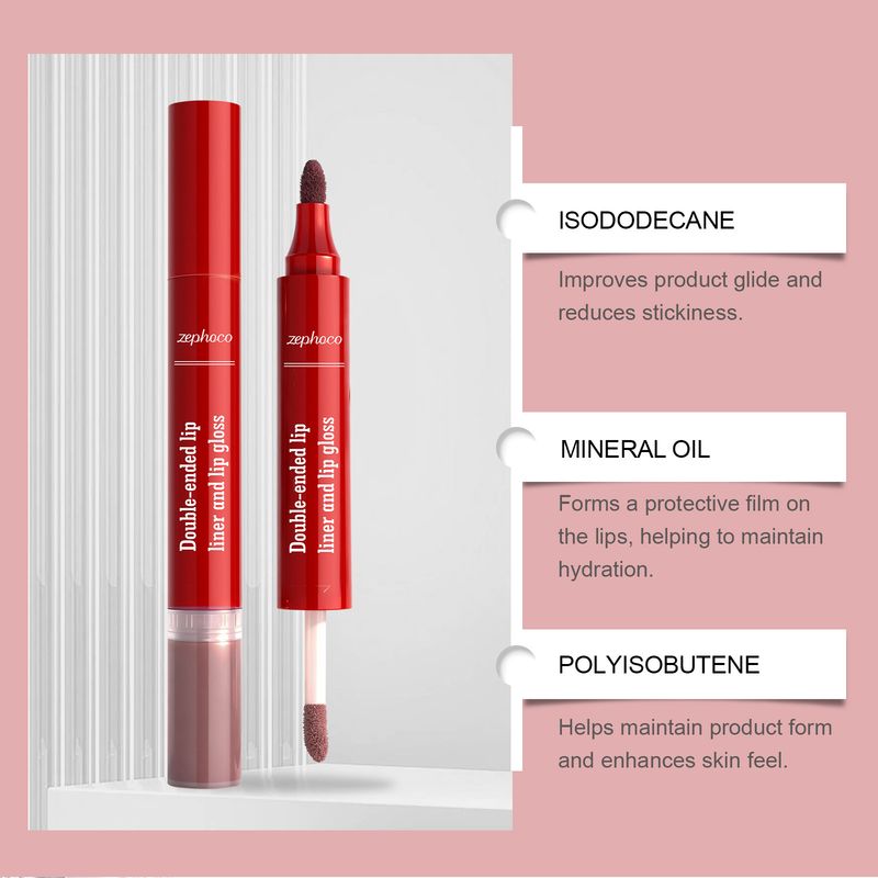 zephoco Bean Paste Color 2-in-1 Gloss Plumping Moisturizing Lip Liner Convenient Lightweight Hydrating Easy To Apply_voghion.com