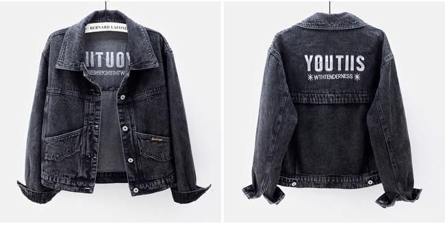 Chaqueta vaquera bordada para mujer: abrigo corto ligero de algodón con diseño floral para primavera y otoño._voghion.com