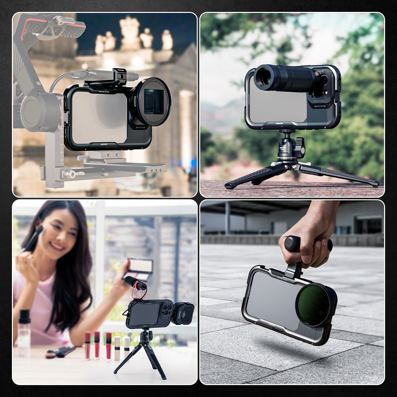 Neuere Käfighülle für iPhone 16 Pro/Pro Max Schnellverschluss-Video-Rig-Telefonstabilisator mit 67-mm-Filteradapter_voghion.com