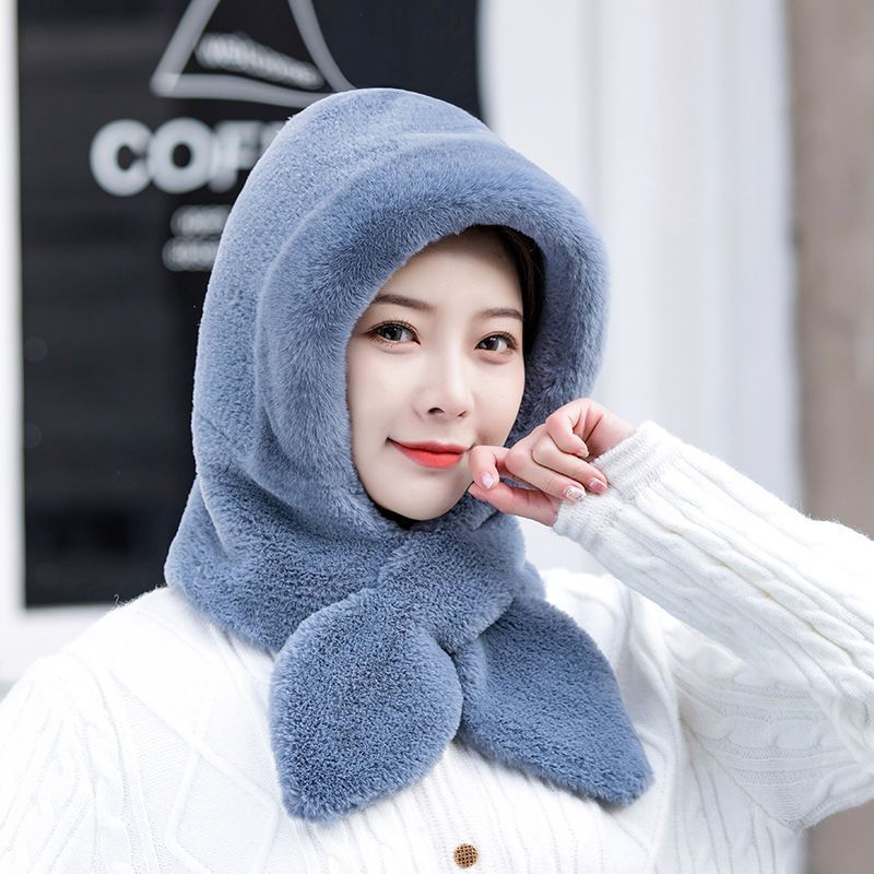 Bonnet écharpe femme en un hiver nouveau cyclisme coupe-vent, résistant au froid, épais chaud, polyvalent, avec un bandeau élégant et_voghion.com