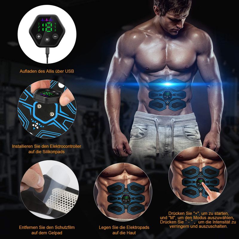 Vibrations-Fitness-Massagegerät Patch EMS Pulse Lazy Home Bauchmuskel-Patch Bauchinstrument Dünner Bauch Dünne Taille Fitness-Instrument_voghion.com