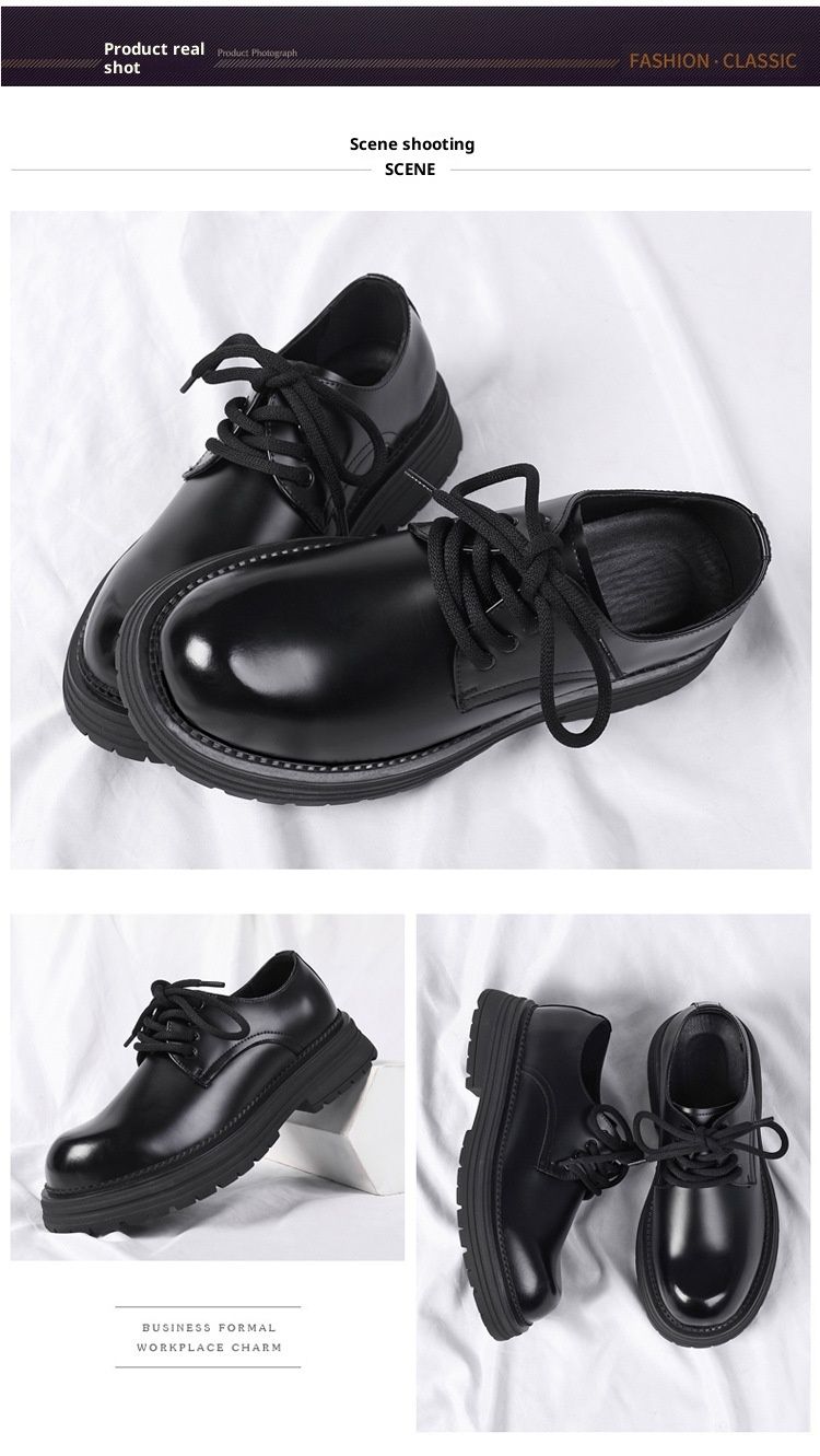 WalkPrime Derby da uomo, stivali bassi Martin, stile britannico, punta tonda, robusti, neri, scarpe casual in pelle con suola spessa, versatili_voghion.com