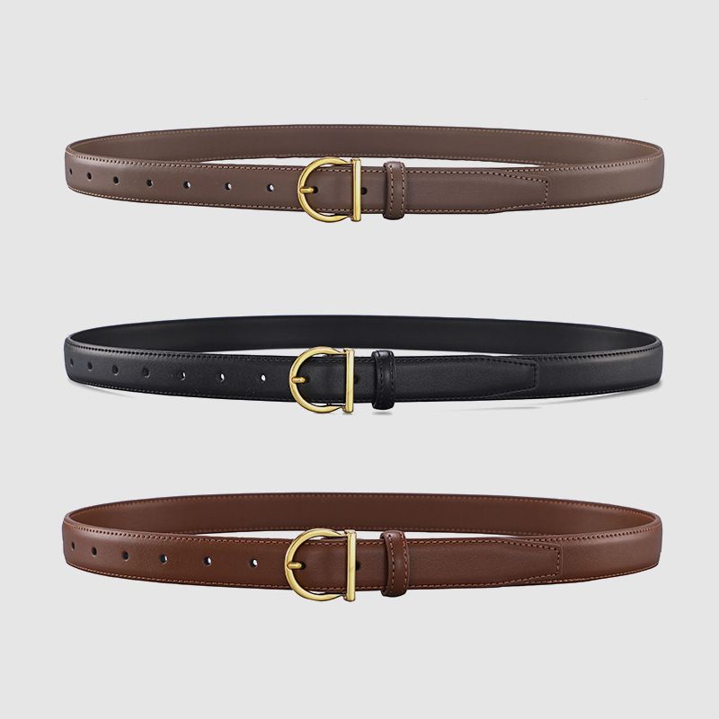 Neuer Gürtel mit Nadelschnalle, echtes Rindsleder, vielseitiger und minimalistischer Damen-Jeansrock, Gürtel_voghion.com