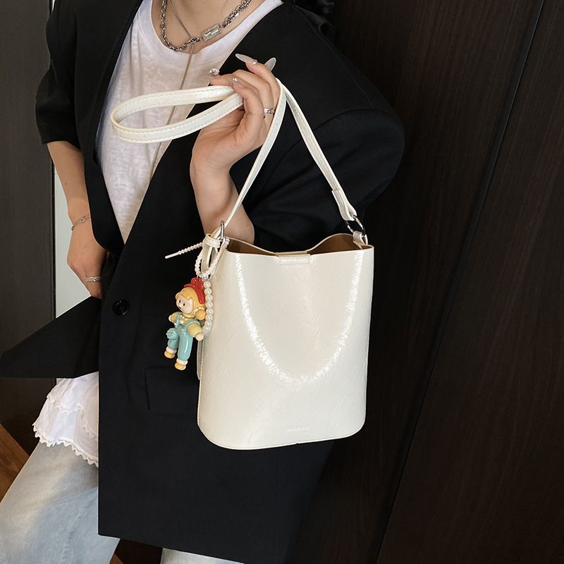 Borsa a secchiello da donna, versione coreana, semplice, con texture a tracolla, modello 2025, per ufficio, pendolarismo, borsa da donna alla moda_voghion.com