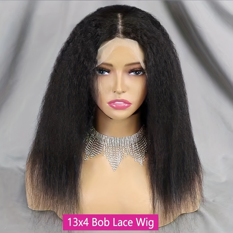 Peluca de encaje rizado KST de cabello humano de 18-30 pulgadas de largo, fiebre Yaki rizada recta para mujer, encaje frontal 13*4 adecuado para el uso diario de las mujeres_voghion.com