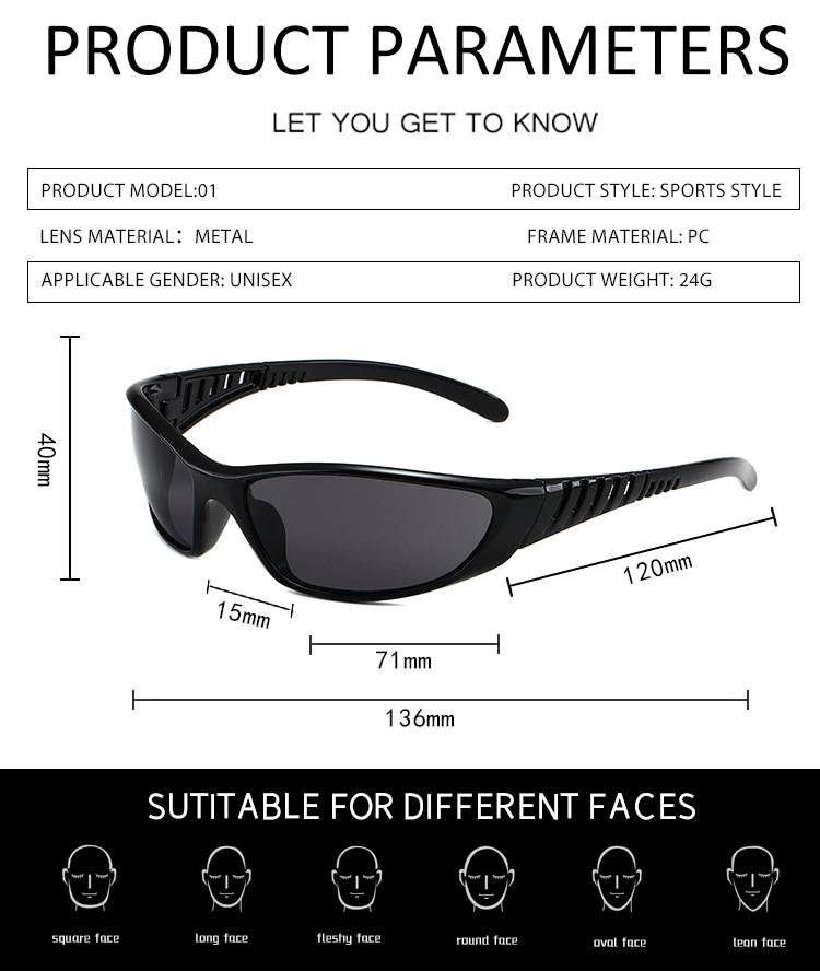Y2K Silver Sunglasses Colorful Skeleton Glasses Futuristic Technological Sense Spicy Girl Net Red Sunglasses Cycling Glasses_voghion.com