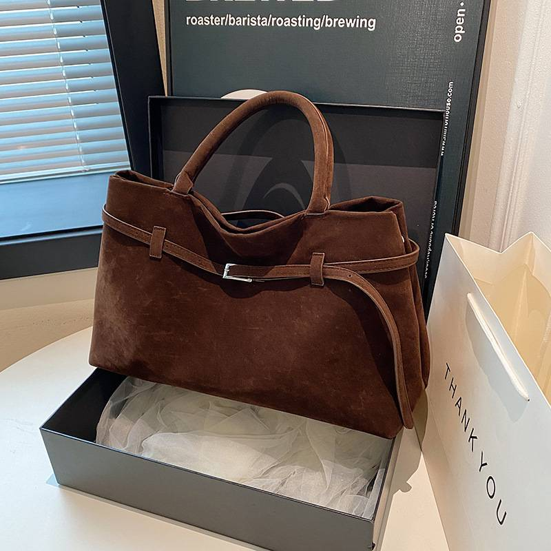 Damentaschen Große Kapazität Wildleder Matte Tote Vintage Tote Schultertasche_voghion.com