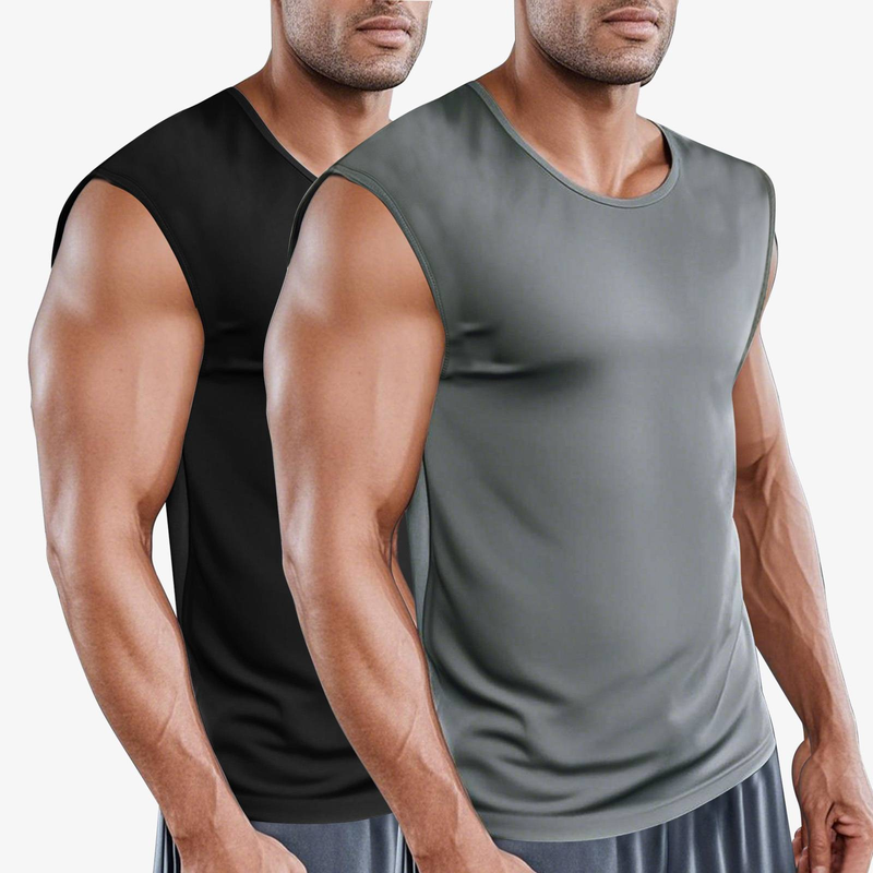 Summer Männer Sport Fitness Quick-dréchen Vest breathable Sleeveless Undershirt Zwee Stécker_voghion.com