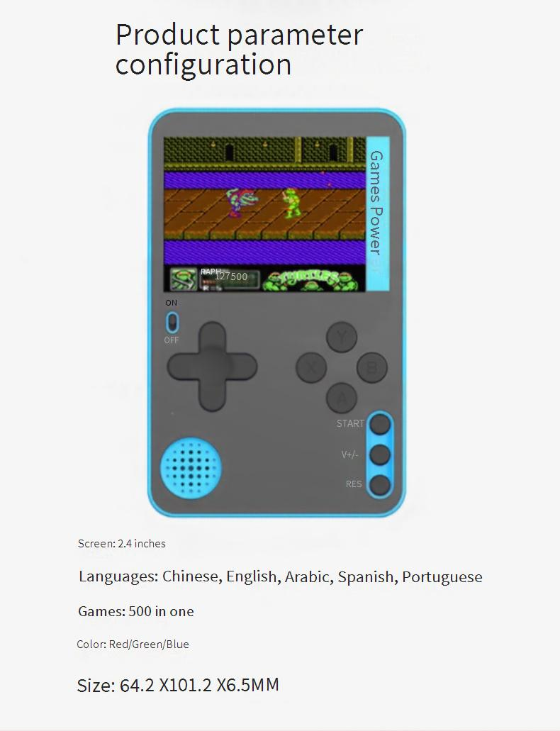 Console per videogiochi K10 New Retro Card 500 Mini console portatile per videogiochi Nostalgia d'infanzia Contra Ninja Turtles Arcade_voghion.com