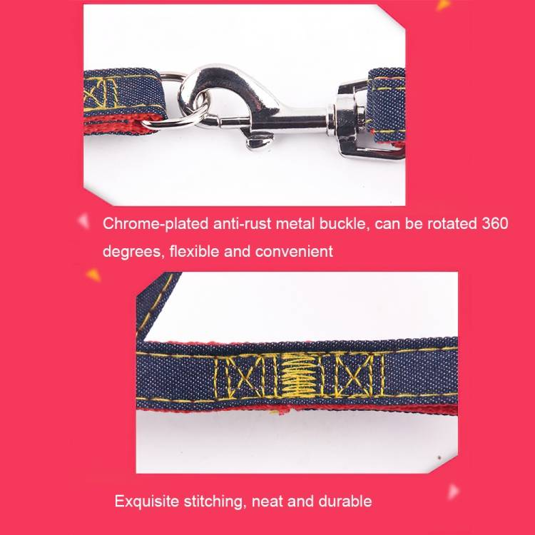 Chest Strap Thickened Strong Denim Pet Dog Leash Set_voghion.com