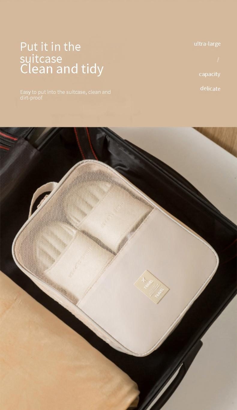 Heavy-Duty Twill Travel Shoe Bag – Foldable Double-Layer Storage For Sneakers & Flats (Washable, Breathable Mesh, Modern Minimalist Style)_voghion.com