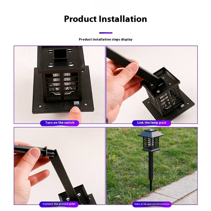Lampada solare antizanzare, trappola per insetti da esterno per giardino, patio, cortile, trappola UV elettrica e impermeabile per uso interno/esterno._voghion.com