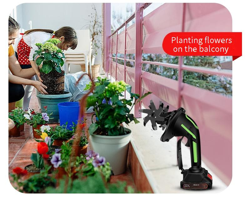 Cordless Electric Cultivator - Lightweight 0.6kg Handheld Tiller For Gardening, Weeding & Soil Loosening With 550W Motor & Detachable Tines_voghion.com