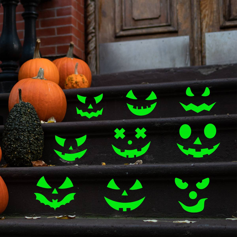 Adesivi murali di Halloween che si illuminano al buio - Decalcomanie autoadesive per camera da letto, soggiorno e decorazioni per feste (stile minimalista moderno, materiale in PVC)_voghion.com