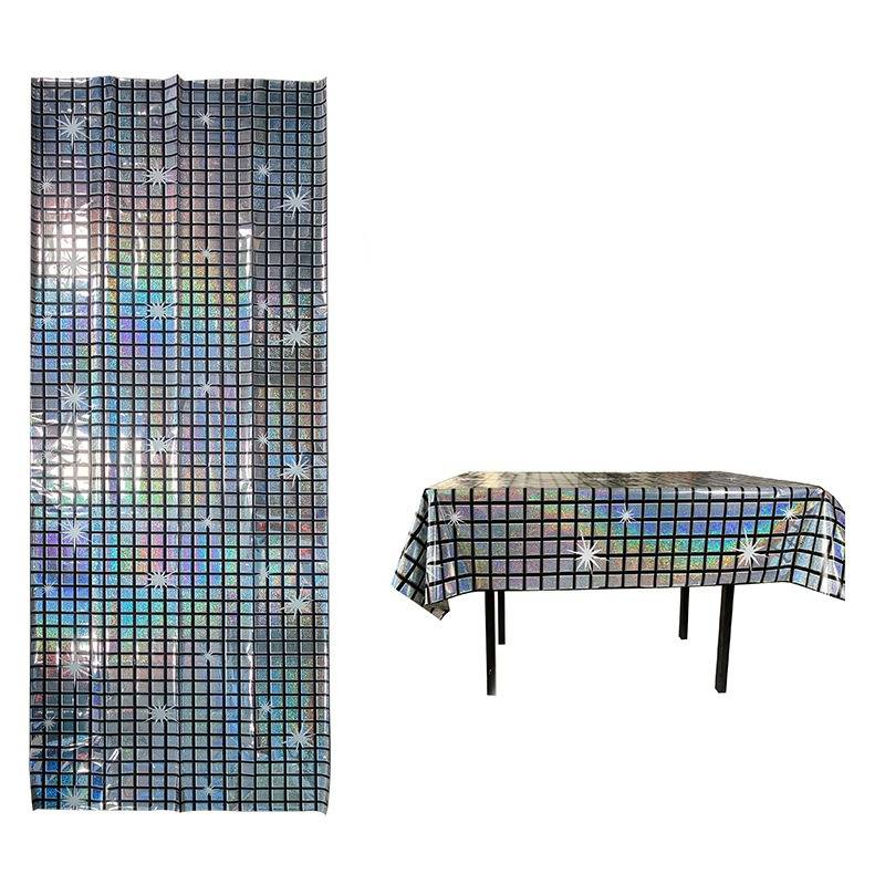 Tovaglia laser arcobaleno e set di decorazioni per feste in discoteca - Sfondo metallizzato scintillante per Natale, compleanni, eventi al bar_voghion.com