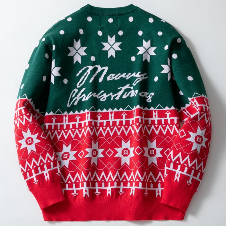 Men's Christmas Fair Isle Knit Sweater - Cozy Crewneck Pullover For Autumn/Winter - Trendy Streetwear Style (Green/White, Sizes M-3xl)_voghion.com