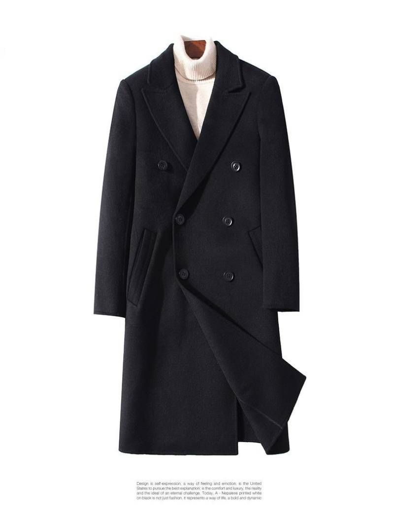 Men's Double-Faced Wool Overcoat, Knee-Length Trench Coat, Thickened Winter Jacket, Stylish Casual Outerwear_voghion.com