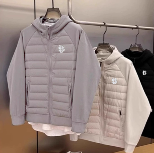 Men's Lightweight Embroidered Hooded Jacket - Oversized Streetwear Puffer Coat With Letter Print_voghion.com