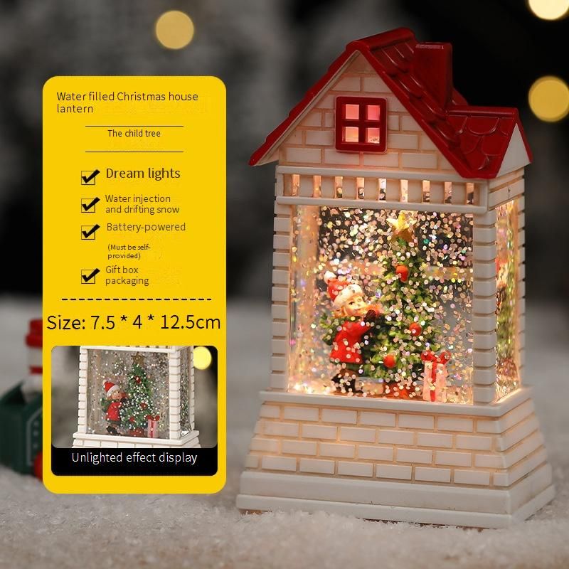 Weihnachtshauslaterne mit Wasserfüllung – Vintage-Tischdekoration mit festlichen LED-Lichtern, Weihnachtsgeschenk und Stimmungsmacher_voghion.com