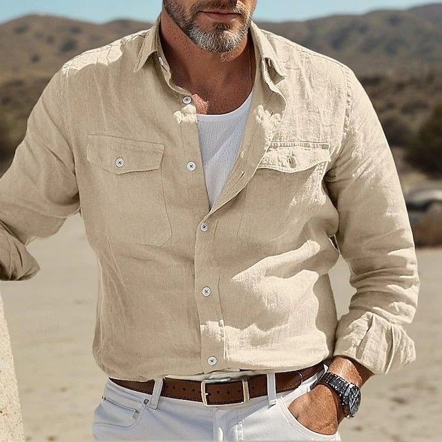 Abbigliamento maschile ultime camicie casual in lino da uomo abbigliamento casual semplice_voghion.com