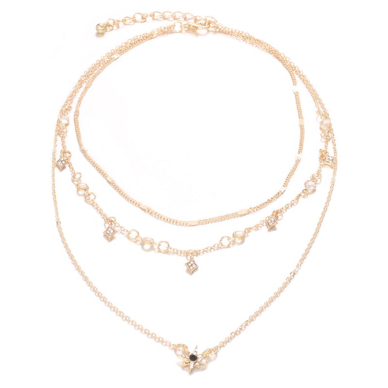 Popular Fashion New Women's Multi Layered Star Pendant Neckchain Handmade Necklace Combination_voghion.com