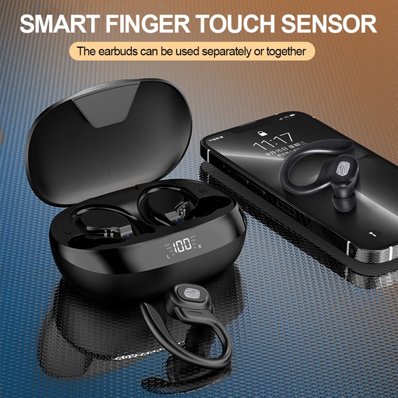 Drahtlose Bluetooth-Kopfhörer Sportkopfhörer Ohrbügel Laufen Ohrhörer Headset_voghion.com