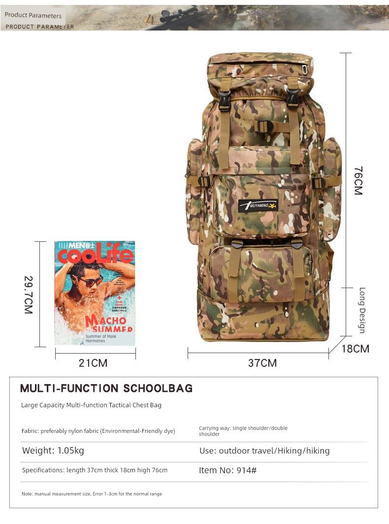 100L Thickened Expansion Large Capacity Backpack Lage Outdoor Camping Camouflage Shiralee Travel Big Bag_voghion.com