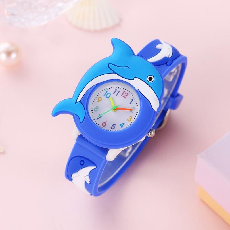 Cartoon Children's Watch Silicone 3D Student Cute Quartz Watch Dream Childlike Interest Dolphin Pattern Watch_voghion.com