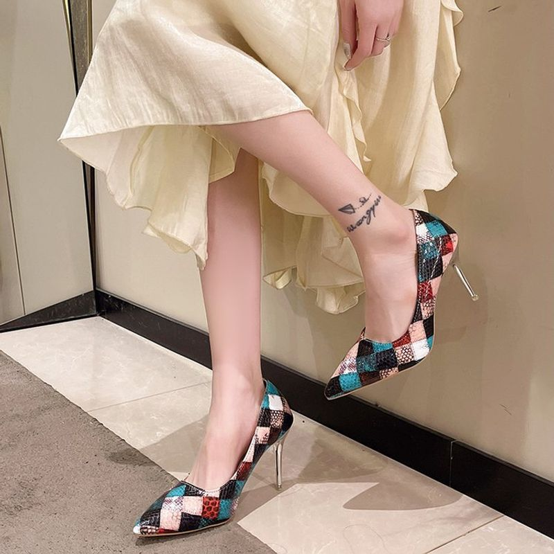 2024 Spring New High-heeled Women's Stiletto Design Niche ed Color Pointed Toe Shallow Mouth Work Shoes_voghion.com