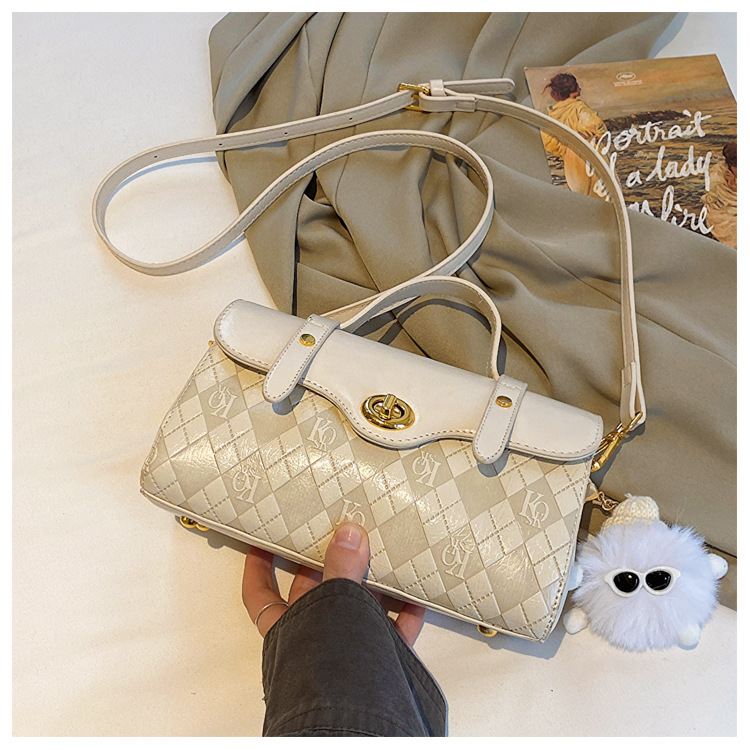Niche Design Die in diesem Jahr beliebte Unterarmtasche Damen 2023 Sommer Neue tragbare karierte One-Shoulder Messenger kleine quadratische Tasche_voghion.com