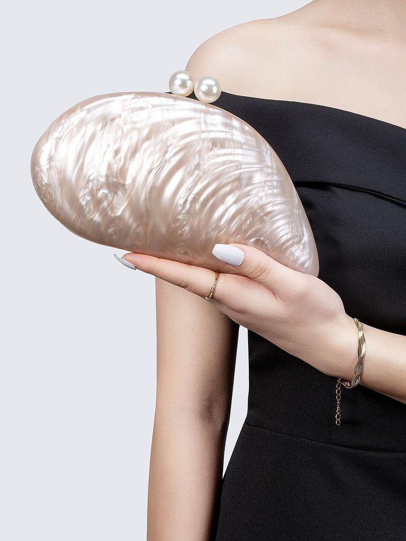 Borsa a tracolla singola, borsa a conchiglia in acrilico dalla forma speciale, borsa da sposa alla moda, pochette da cena_voghion.com