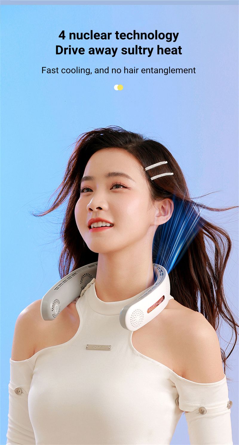 Ventilatore da collo pieghevole 2024 nuovo transfrontaliero con ricarica USB, display digitale, silenzioso, portatile, mini ventilatore da esterno_voghion.com