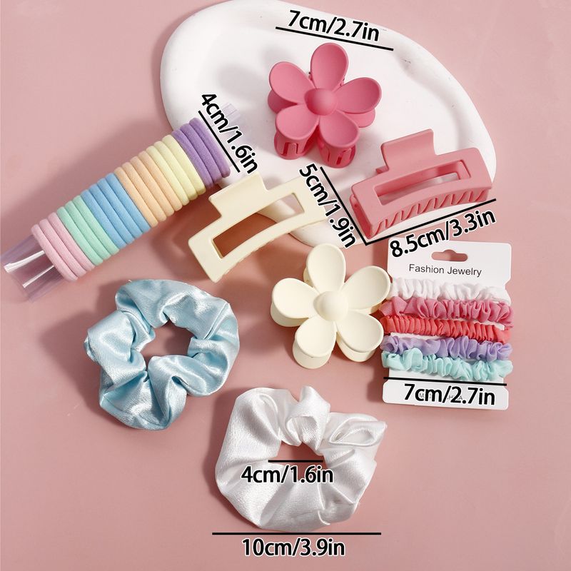 Set di fermagli per capelli opachi multicolore e elastici per capelli con perle - Fermagli per il lavaggio del viso antitraccia + Fermagli a forma di squalo per la nuca - Stile mix & match_voghion.com
