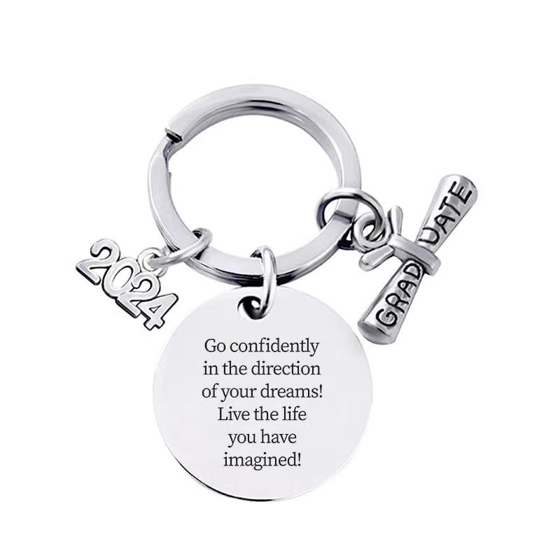 2024 Hot Selling Stylish Individual Stainless Steel Keychain Pendant, Graduation Season Gift Engraved Metal Keychain_voghion.com