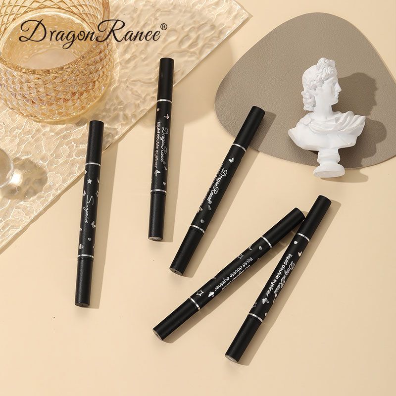 Kétvégű bélyegzős szemceruza toll - Filctoll stílusú, Mini háromszög alakú bélyegző, 2 az 1-ben Lazy Makeup szemceruza eszköz_voghion.com