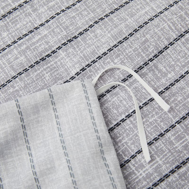 Housse de couette réversible à rayures grises de qualité supérieure - Polyester brossé doux, plusieurs tailles_voghion.com