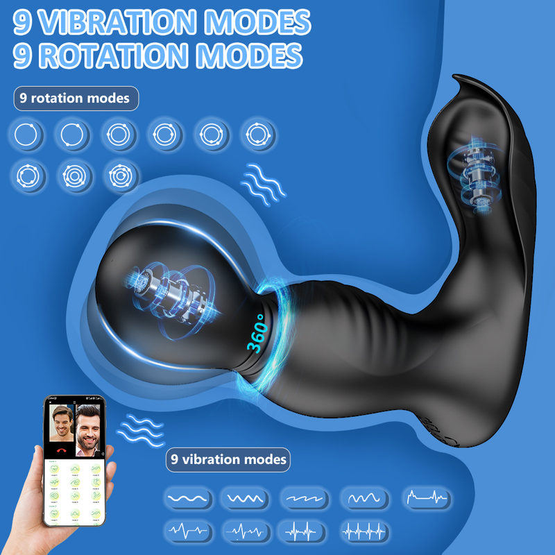Moški vrtljivi masažer prostate Bluetooth aplikacija analni vibrator za moške gejevski brezžični daljinski stimulator prostate_voghion.com