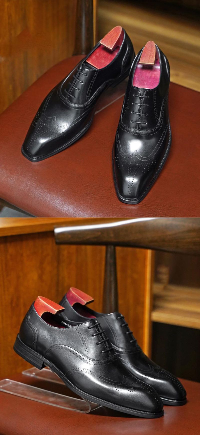 Chaussures Derby Brogue pour homme HPIOPL - Design à bout carré d'inspiration japonaise avec cuir PU grain de bois et semelle en caoutchouc_voghion.com