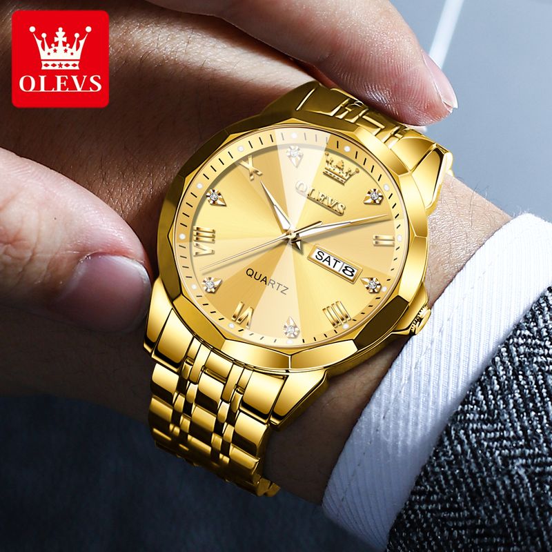 New Watch For Men Original Quartz Waterproof Male Wristwatch Gold Stainless Steel Strap High-end Luxury Man Watch Clock_voghion.com