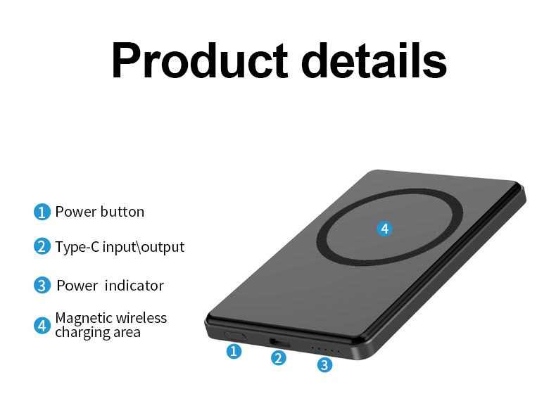 Music Festival Four-Cell Battery Indicator Powerbank 10000 Mah Wireless Magnetic Type-C Fast Charging Power Bank Aluminum Alloy Custom_voghion.com