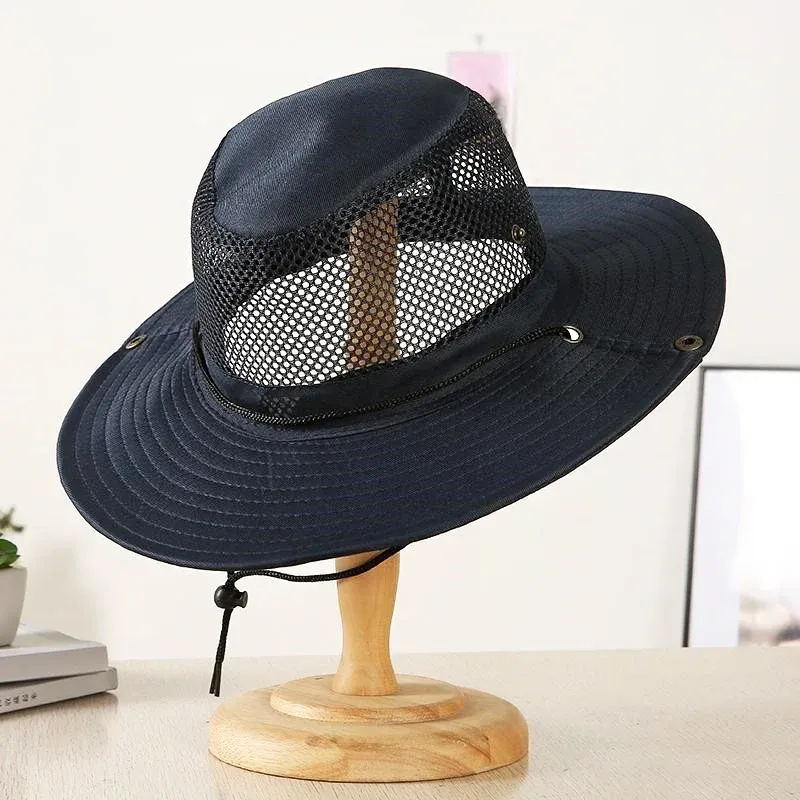 New Arrivals Multiple Styles Outdoor Beach Sun Shade Breathable Bucket Hat Male Summer Fishing Caps Trekking Collapsible Mesh_voghion.com