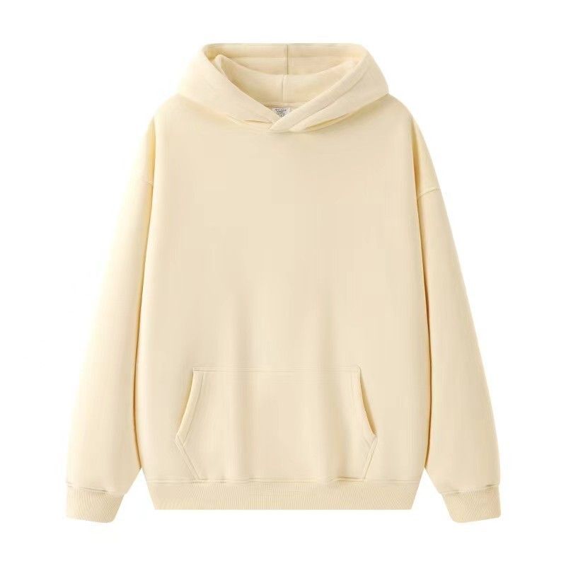 Felpa in pile da uomo, tinta unita, pullover da coppia, ampia, di media lunghezza, alla moda_voghion.com