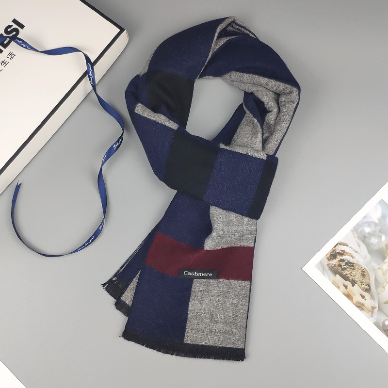 Designer men's scarf with autumn and winter plaid imitation cashmere for warmth and luxury_voghion.com