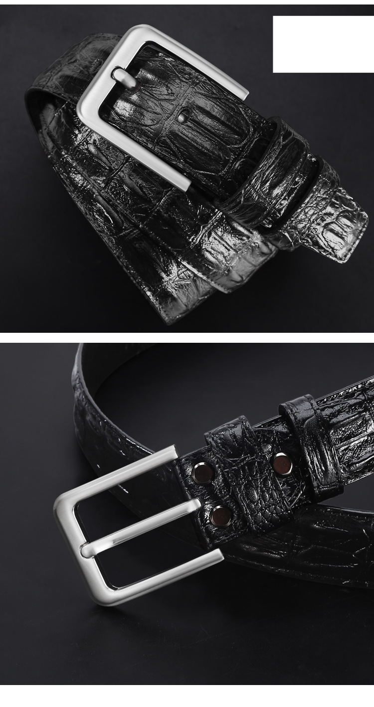 Fish belt men's head embossed men's belt personalized cowhide jeans belt_voghion.com