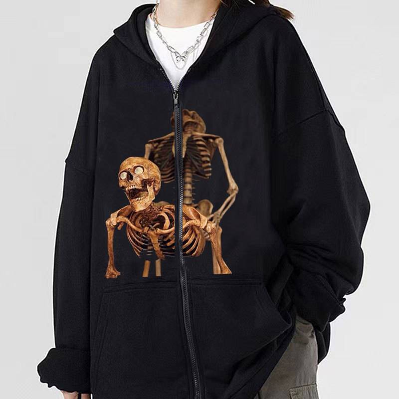 Abbigliamento maschile felpe con cappuccio scheletro scuro felpe con cappuccio gotiche grandi dimensioni felpa con cerniera_voghion.com